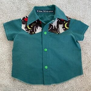 Ellie Monster Handmade Snap-Front Shirt – 9–12 Months – EUC